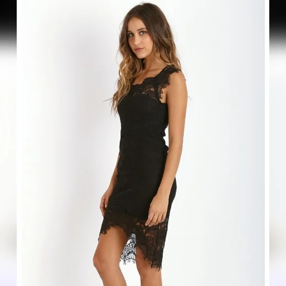 FREE PEOPLE Intimately Black Lace High Low Dress - Picture 2 of 13